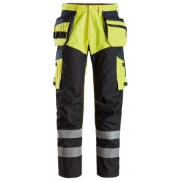 Pantalon de travail renforcé avec poches holster, haute visibilité, Classe 1